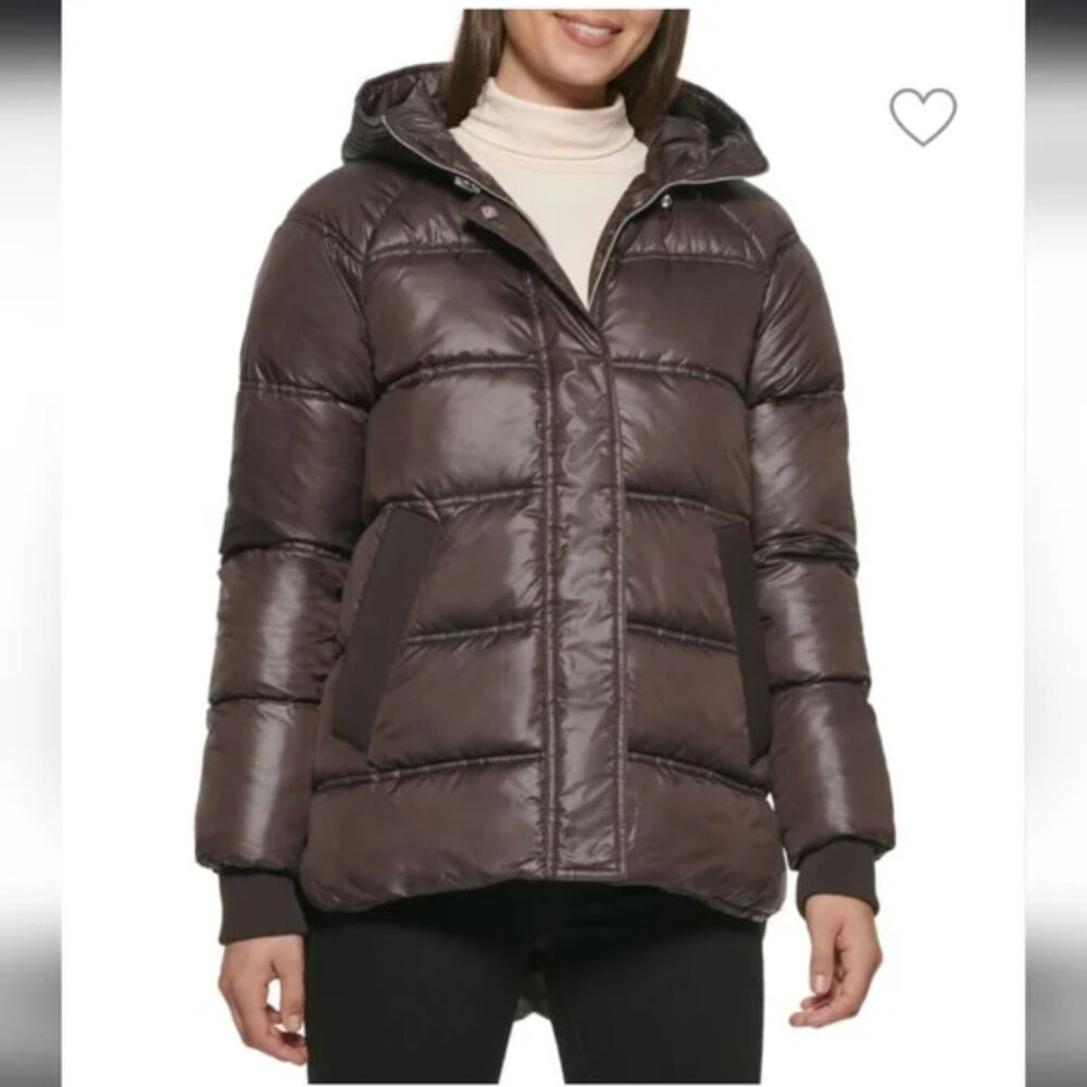 NWT Kenneth Cole New York Chocolate Brown Hooded Puffer,  XL NWT